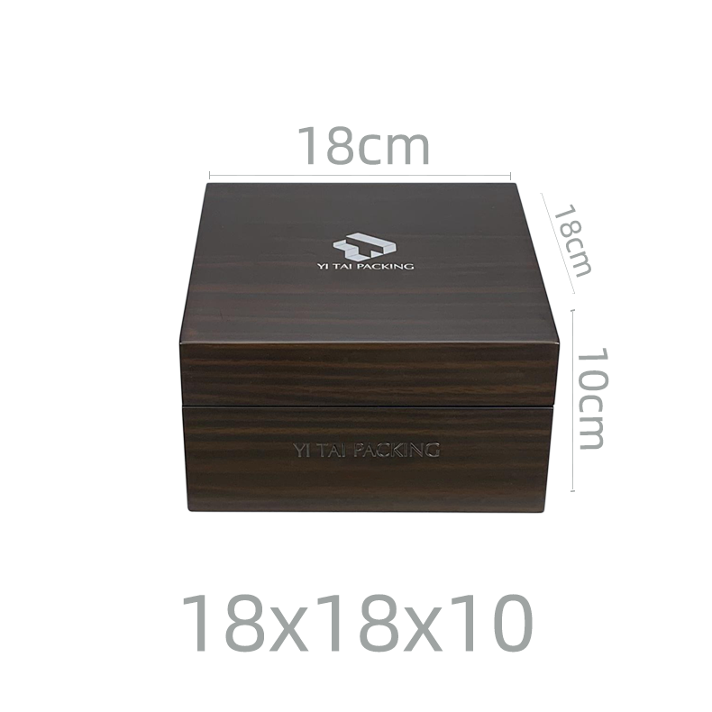 深褐色木纹翻盖手表盒
