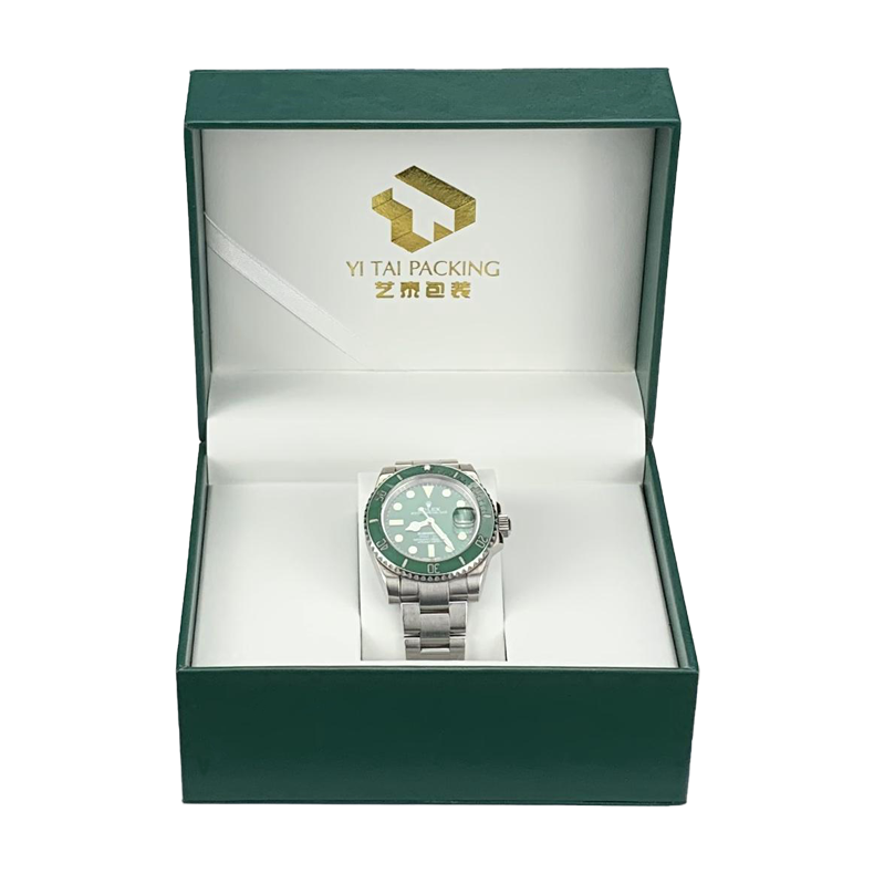 绿色PU皮翻盖手表盒