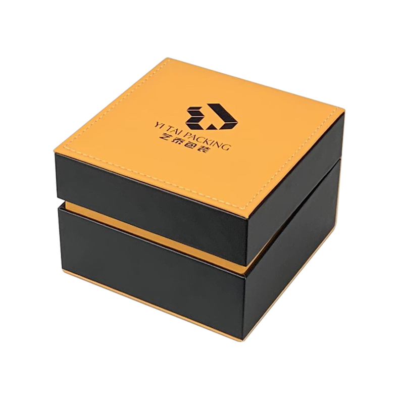 橙色PU皮斜开手表盒